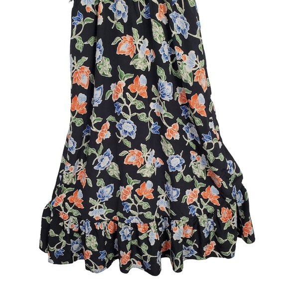 Joie Sz M Dress Deme Silk Chiffon Faux Wrap Hi Lo Flowing Midi Ruffle Hem Floral - Picture 7 of 11
